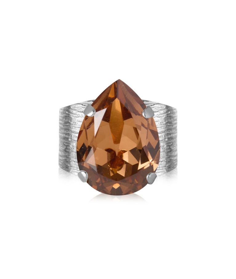 Mässingsring CLASSIC DROP ReC LIGHT SMOKED TOPAZ rhodium