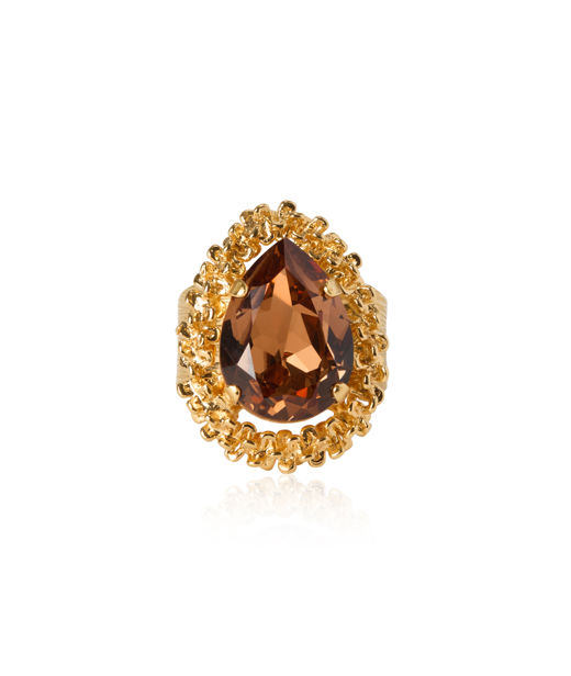 Mässingsring CLASSIC GEMMA ReC LIGHT SMOKED TOPAZ gold
