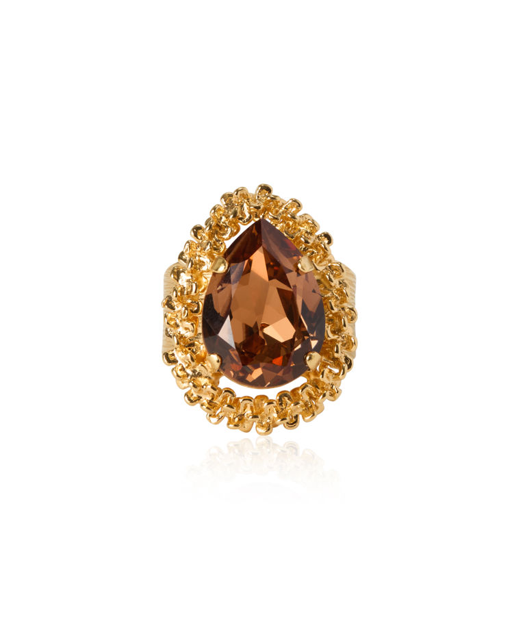 Mässingsring CLASSIC GEMMA ReC LIGHT SMOKED TOPAZ gold