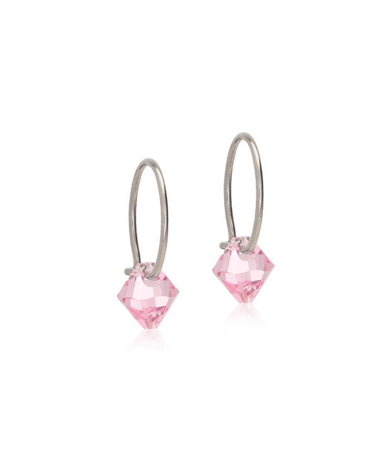 Titanörhänge NT Ear Ring 12 mm, Bicone 6 mm, Light rose