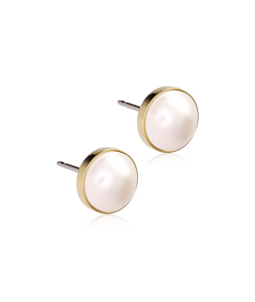Titanörhänge GT Bezel Pearl 8 mm, White gold