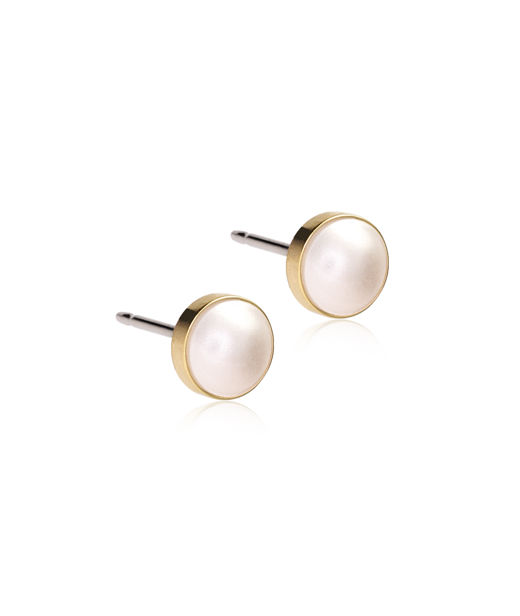 Titanörhänge GT Bezel Pearl 6 mm, White gold