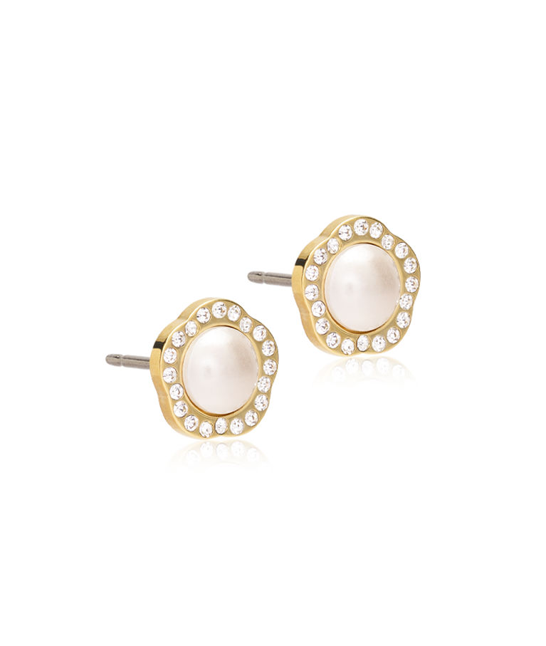 Titanörhänge GT Brilliance Fancy Pearl 8 mm, Crystal/white g