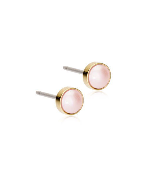 Titanörhänge GT Bezel Pearl 5 mm, Light rose gold