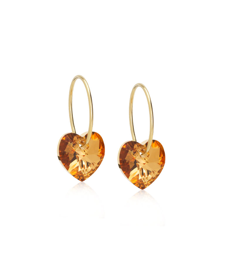 Titanörhänge GT Ear Ring 14 mm, Heart 10 mm, Bronze gold