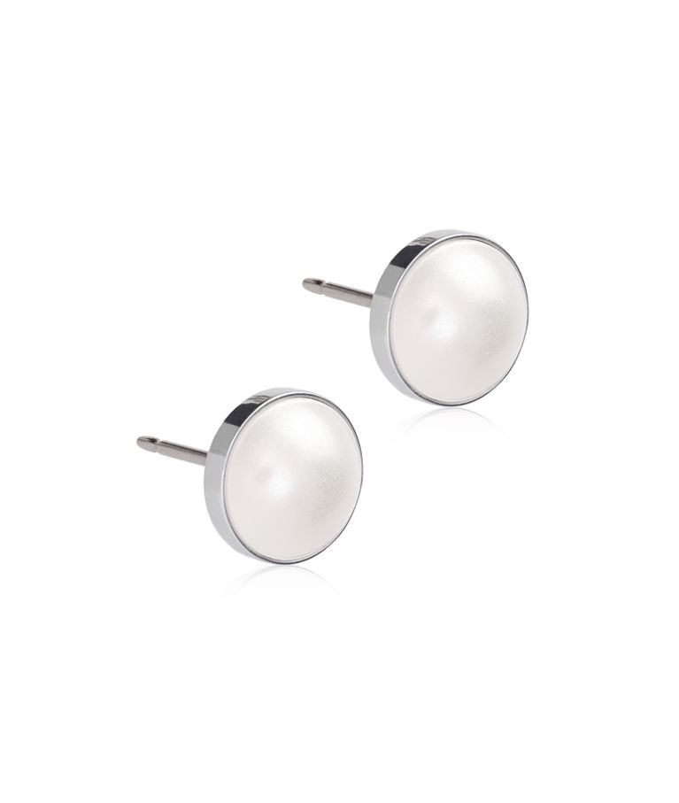 Titanörhänge ST Bezel Pearl 8 mm, White