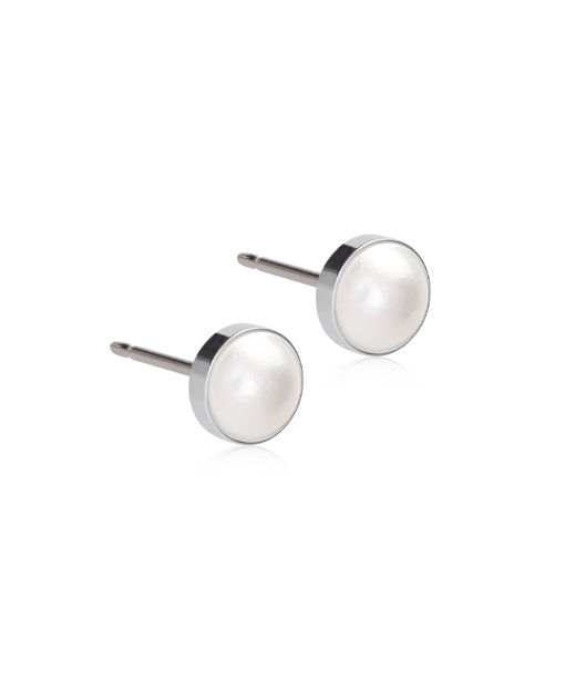 Titanörhänge ST Bezel Pearl 6 mm, White