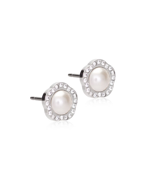 Titanörhänge ST Brilliance Fancy Pearl 8 mm, Crystal/white