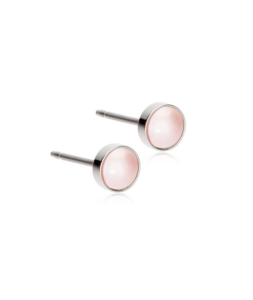 Titanörhänge ST Bezel Pearl 5 mm, Light rose