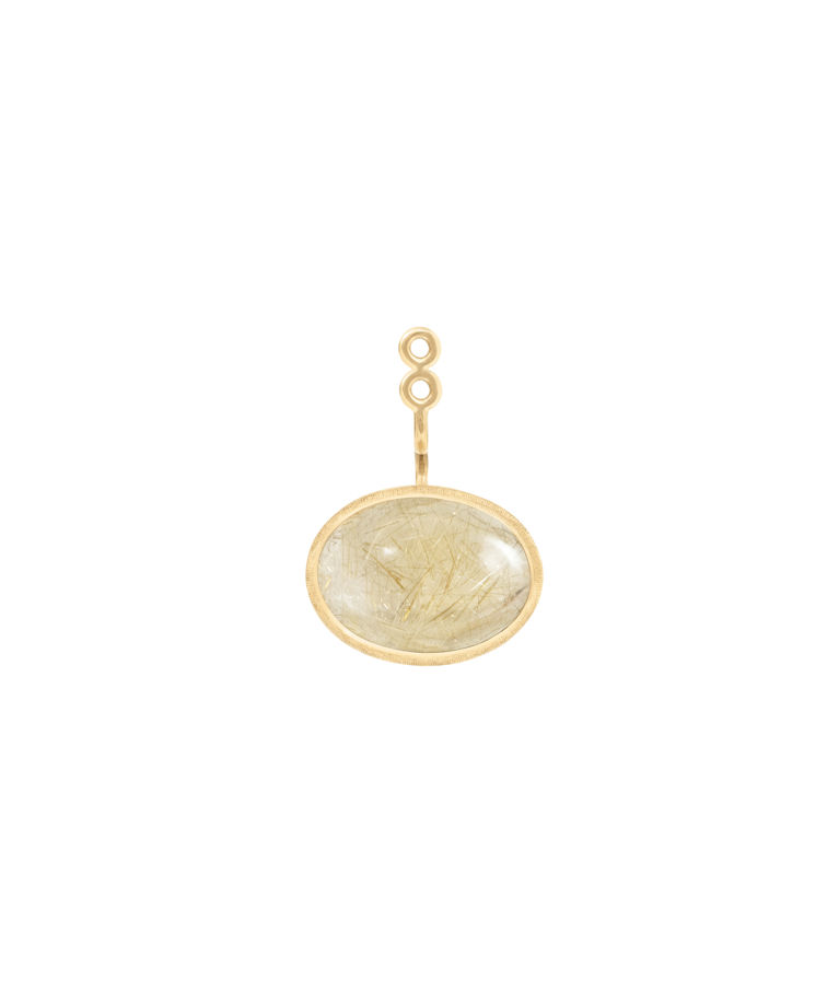 18k rödguld örhängspåhänge Lotus rutil cabochon 9x13 mm (Par
