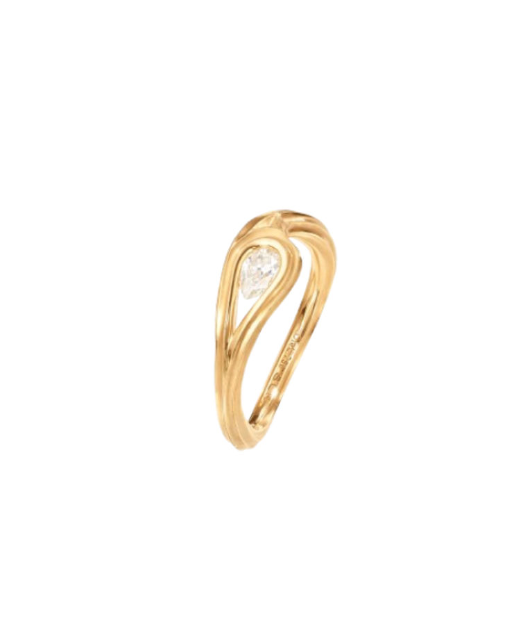 18k rödguld ring Ocean Drops 1 pear shaped brill. 0,30 ct. T