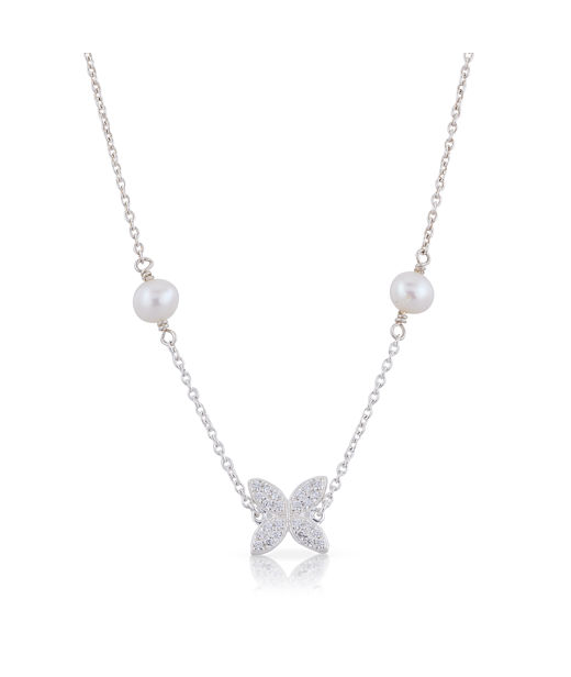 Silverhalsband Sparkling Ellipse Multi Pearl