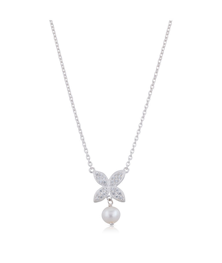 Silverhalsband Sparkling Ellipse Pearl