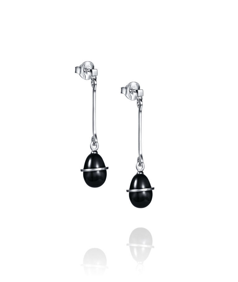 Silverörhänge Slick & Black