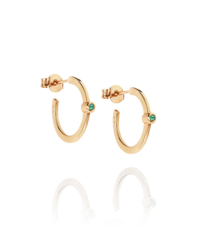 Silverörhänge Micro Blink Hoops - Green Emerald fg