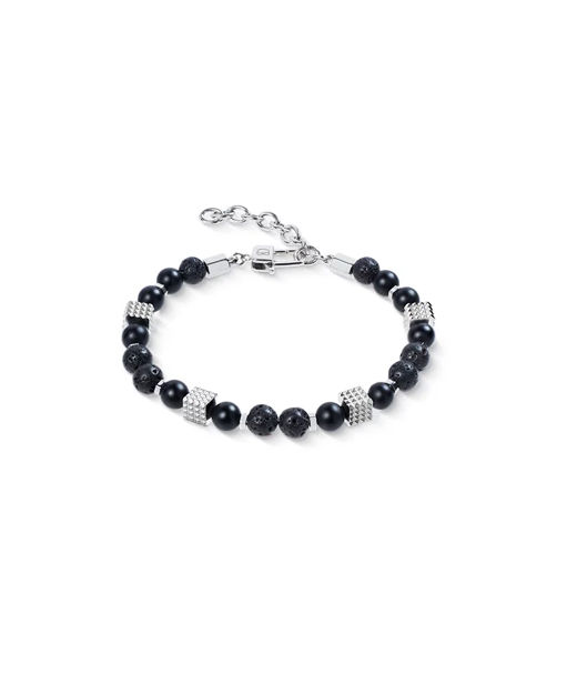 Stålarmband Black Beads