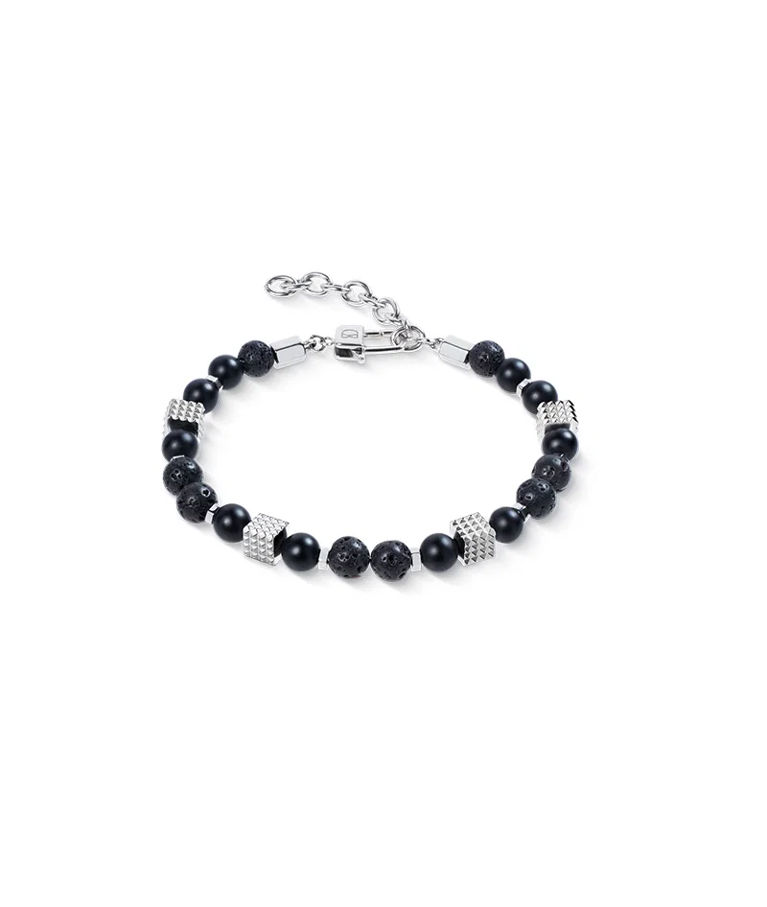 Stålarmband Black Beads