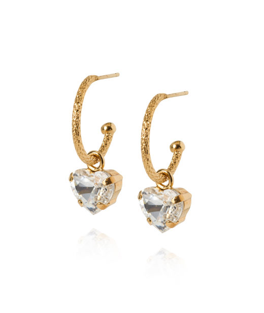 Mässingsörhängen AMOUR LOOPS CRYSTAL gold