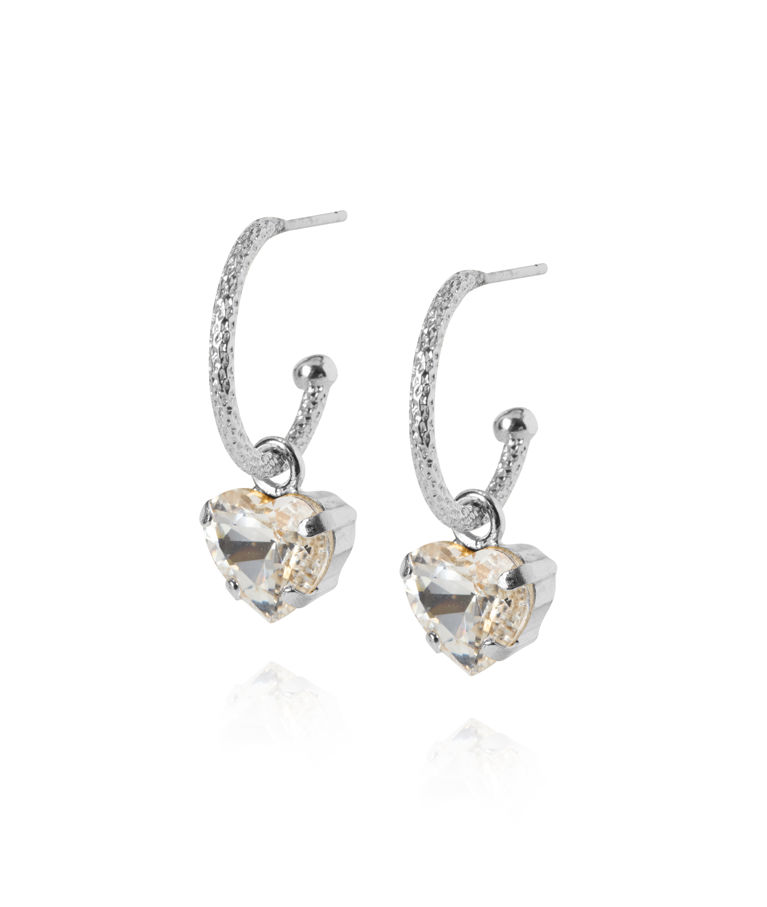 Mässingsörhängen AMOUR LOOPS CRYSTAL rhodium