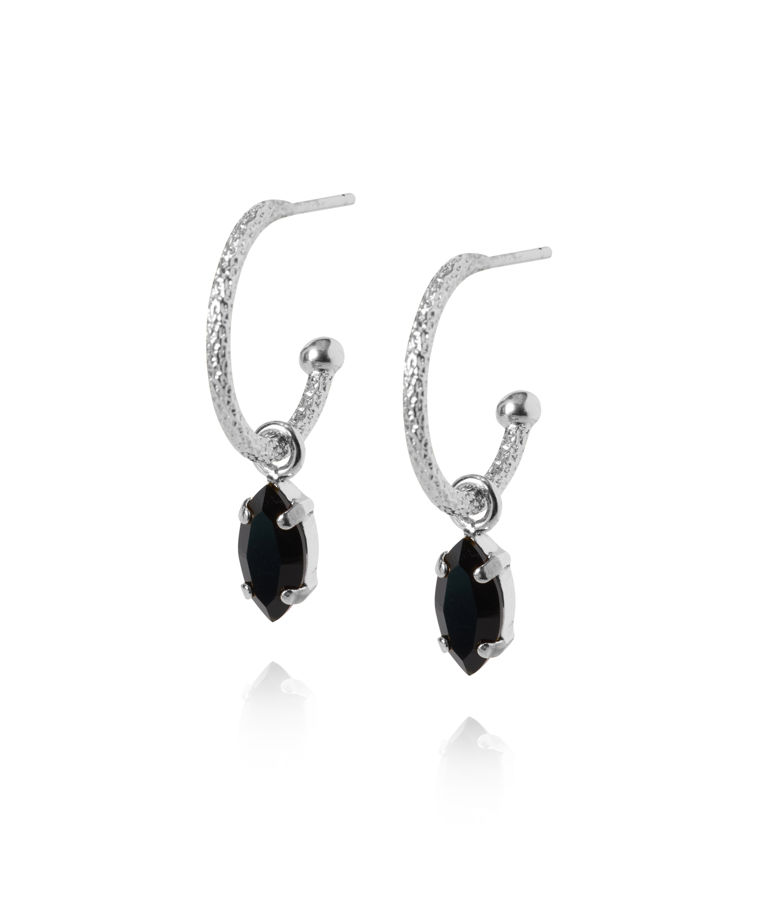 Mässingsörhängen PETITE NAVETTE LOOPS JET rhodium
