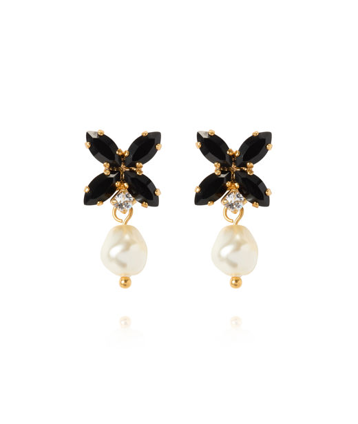 Mässingsörhängen STAR PEARL PEARL / JET gold