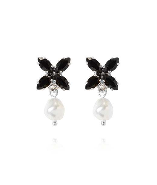 Mässingsörhängen STAR PEARL PEARL / JET rhodium