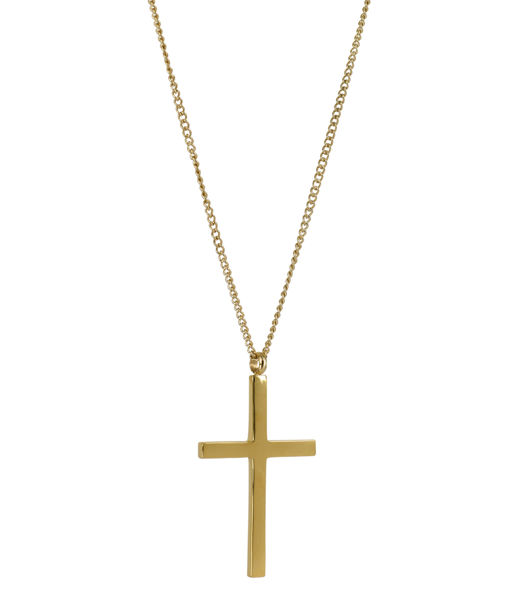 Stålhalsband Cross Long gold