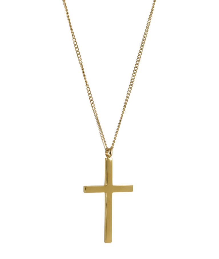 Stålhalsband Cross Long gold