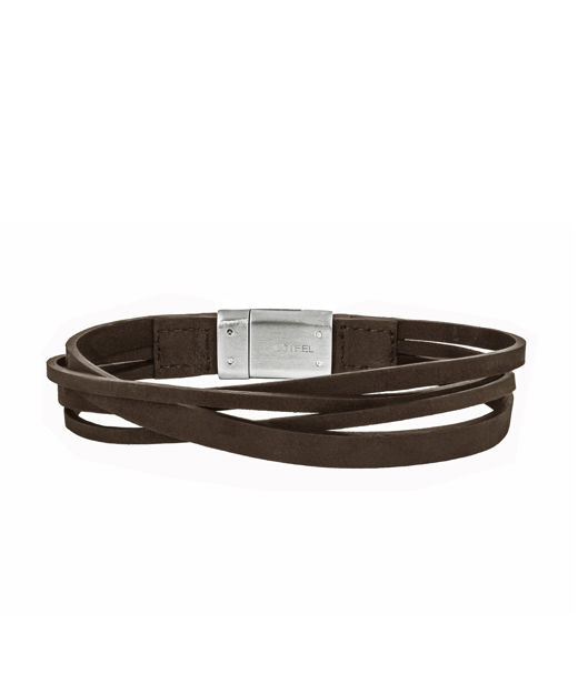 Stålarmband Douglas Br brunt läder 19 cm