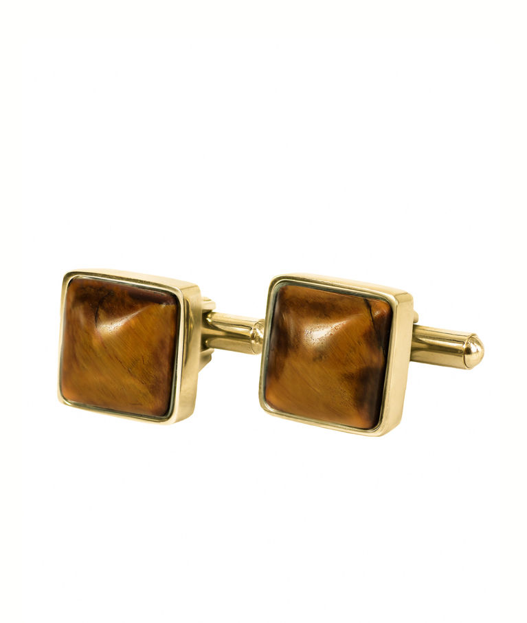 Stålmanschettknappar Neo gold/ brown