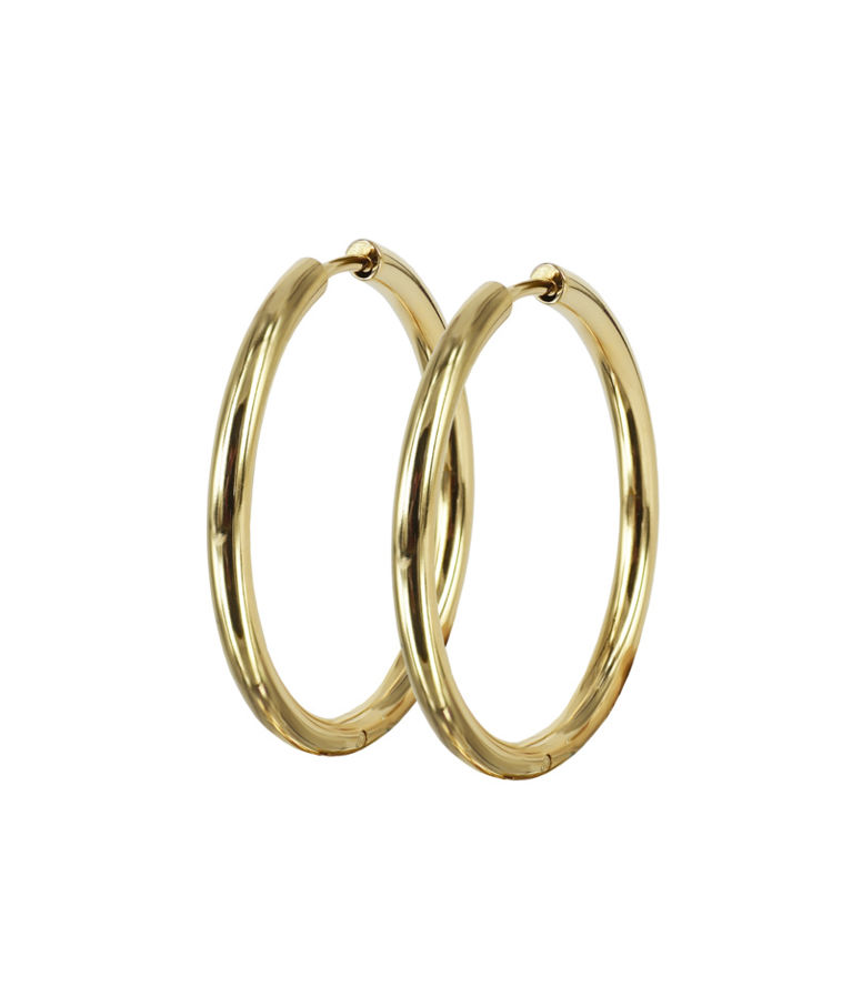 Stålörhänge Lucy Plain 30mm gold