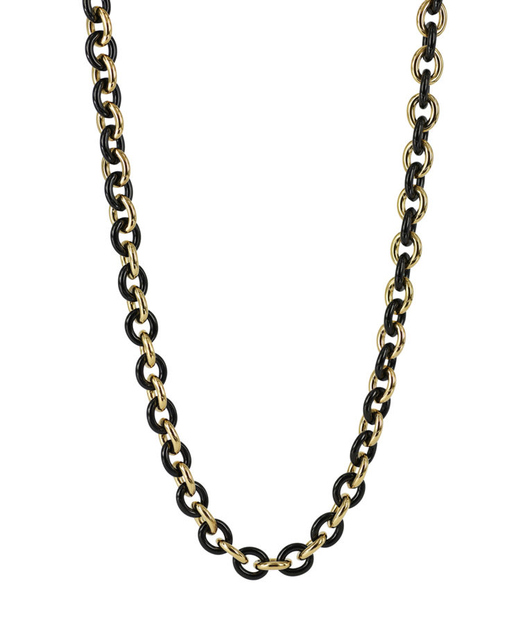 Stålhalsband Ruby Black Gold