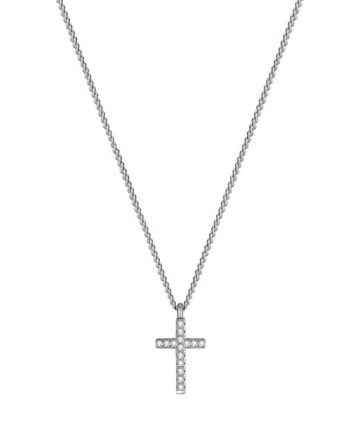Stålhalsband Cross crystal