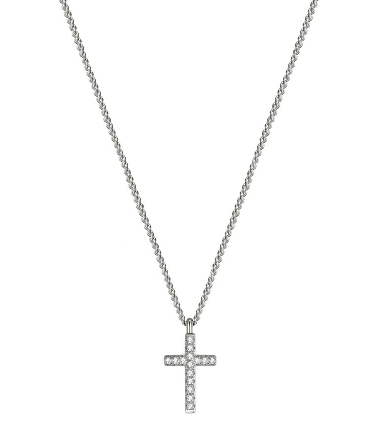 Stålhalsband Cross crystal