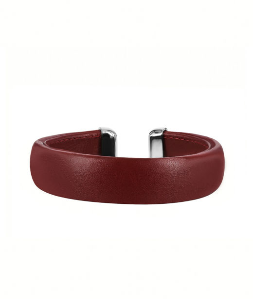 Stålarmband Ava Leather 15mm Burgundy