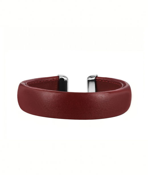 Stålarmband Ava Leather 15mm Burgundy