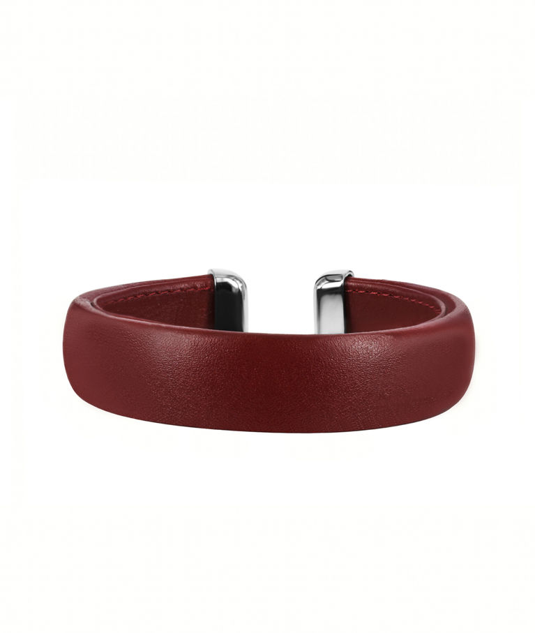 Stålarmband Ava Leather 15mm Burgundy