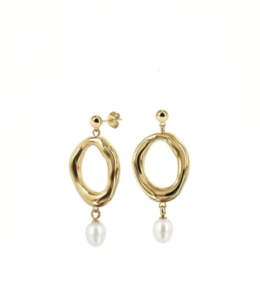 Stålörhänge Angelina Pearl gold