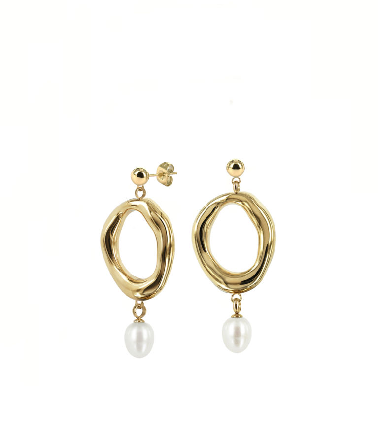 Stålörhänge Angelina Pearl gold