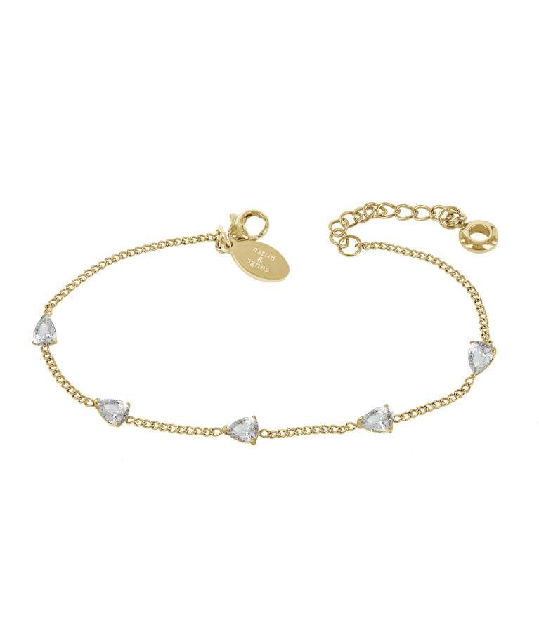 Stålarmband Drop Crystal Multi gold