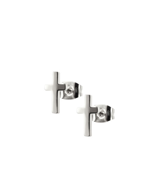 Stålörhänge CROSS Plain Stud