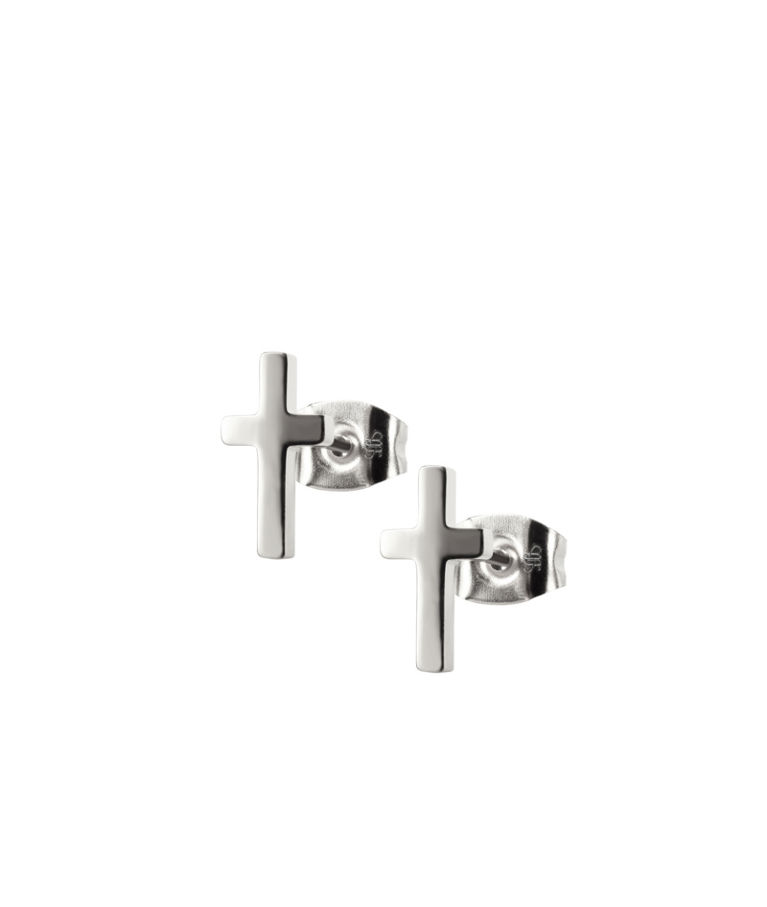 Stålörhänge CROSS Plain Stud