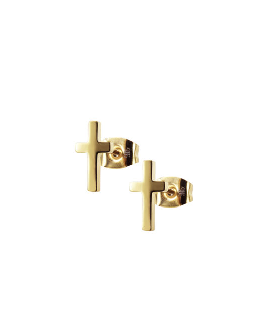 Stålörhänge CROSS Plain Stud gold