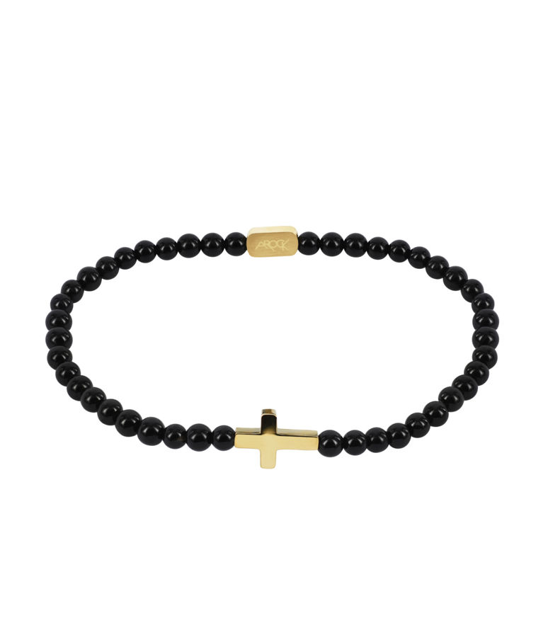 Stålarmband Cross Black 17cm gold