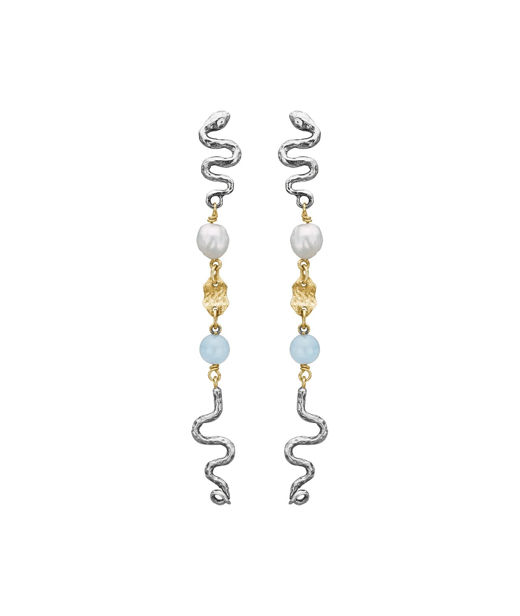 Silverörhänge Serpent Sea Aqua Long 14k