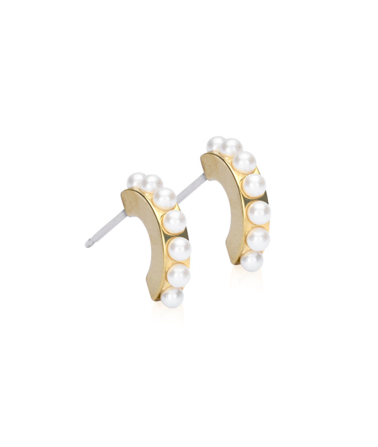 Titanörhänge Pendant Pearl Curved 10mm white gold
