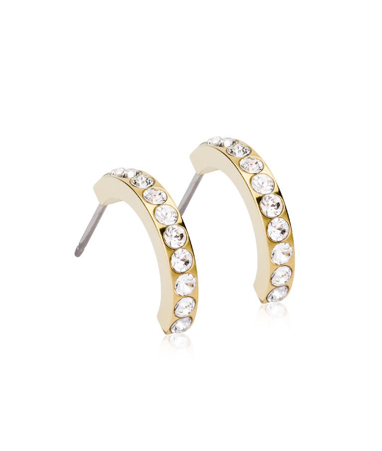 Titanörhänge Curved Crystel 15mm gold