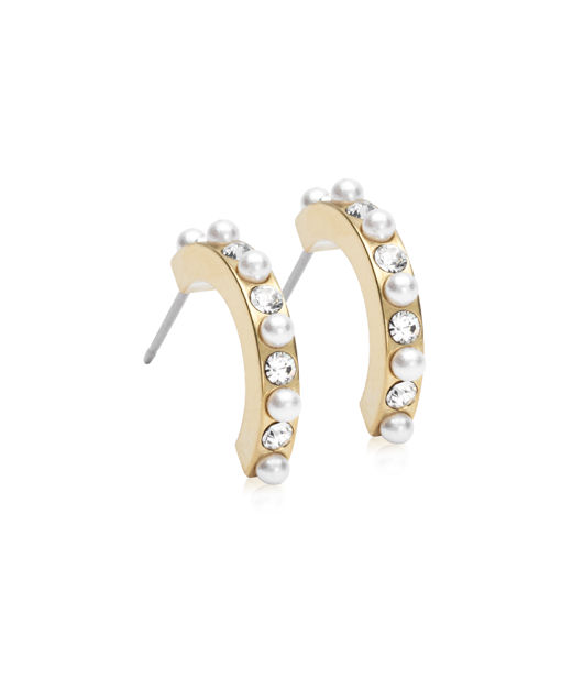 Titanörhänge Pendant Mixed Curved 15mm Crystal gold