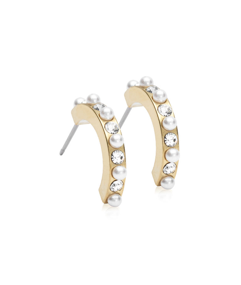 Titanörhänge Pendant Mixed Curved 15mm Crystal gold