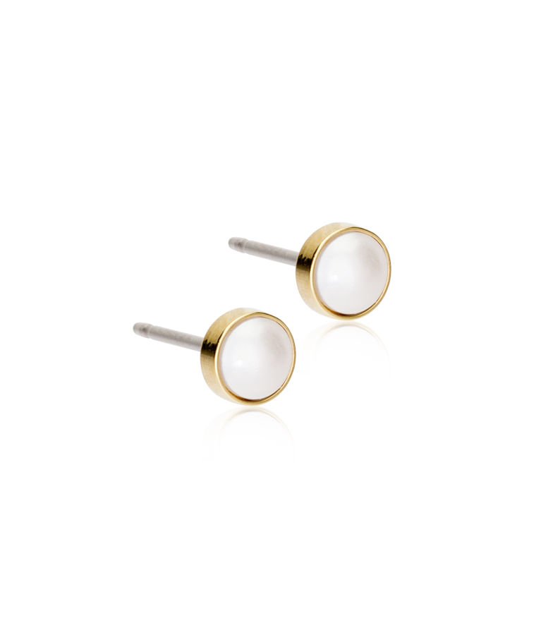 Titanörhänge Bezel Pearl gold 5mm